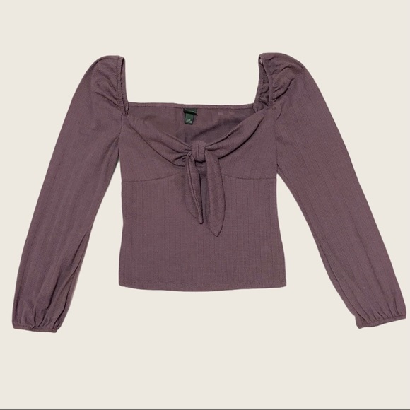 Wild Fable purple puff sleeve ribbed peasant top - Picture 5 of 7